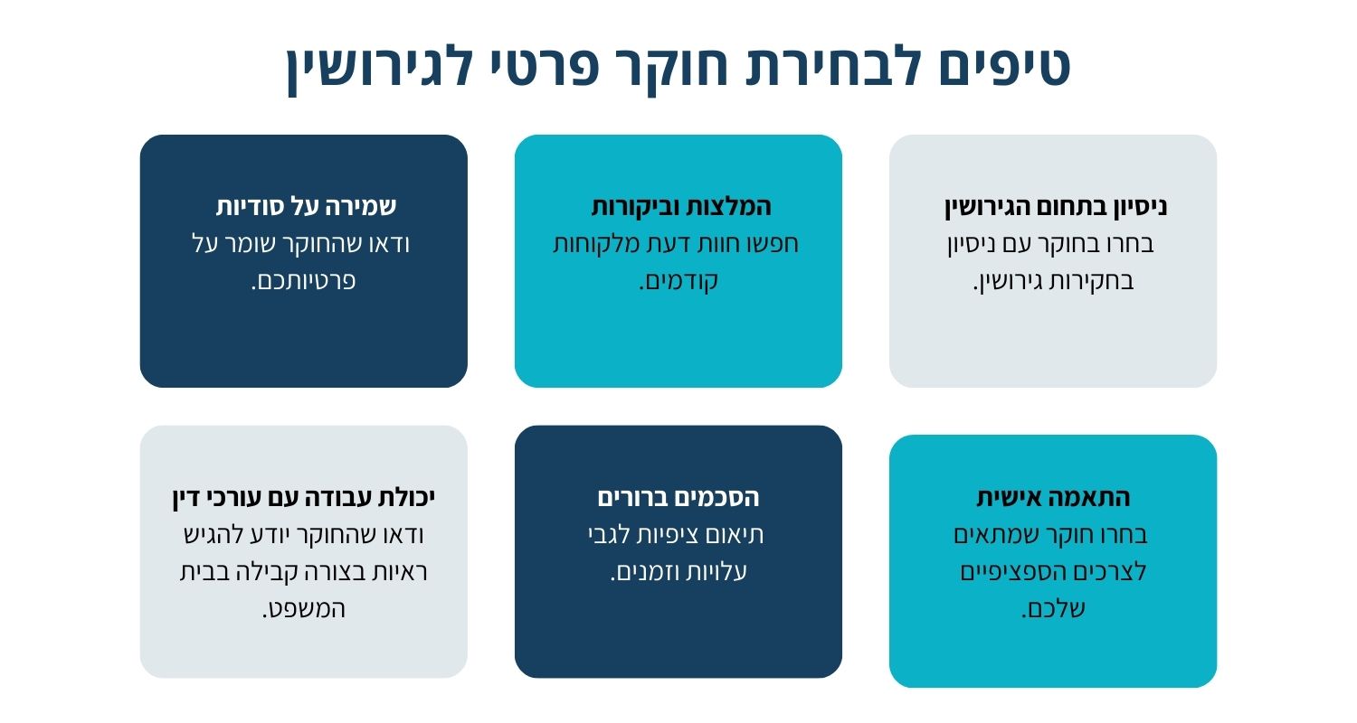 טיפים לבחירת חוקר פרטי לגירושין