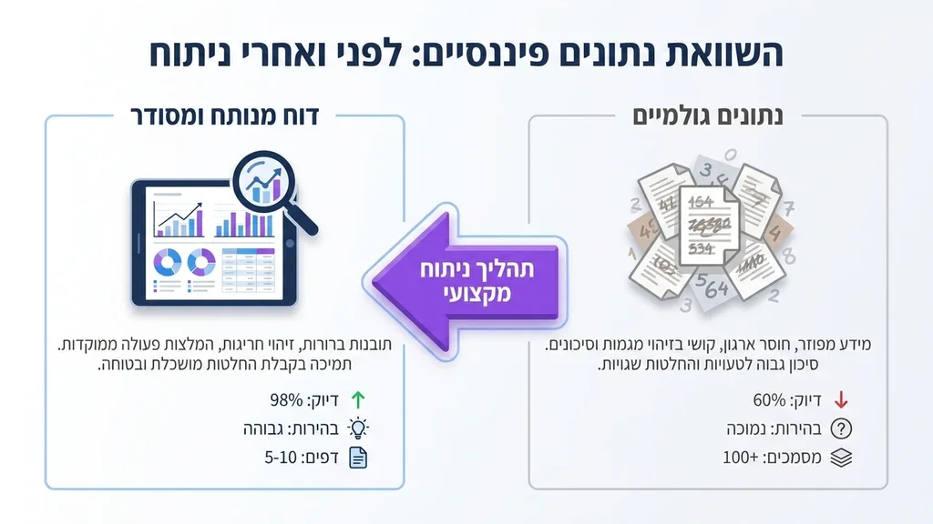 ניתוח נתונים פיננסיים ומסמכים מורכבים במהלך חקירה כלכלית
