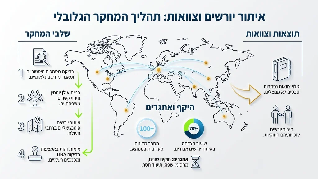 מפת עולם עם סיכות וקווים הממחישים איתור אנשים ונכסים בינלאומיים
